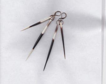 4" Porcupine Quill Tribal Earrings