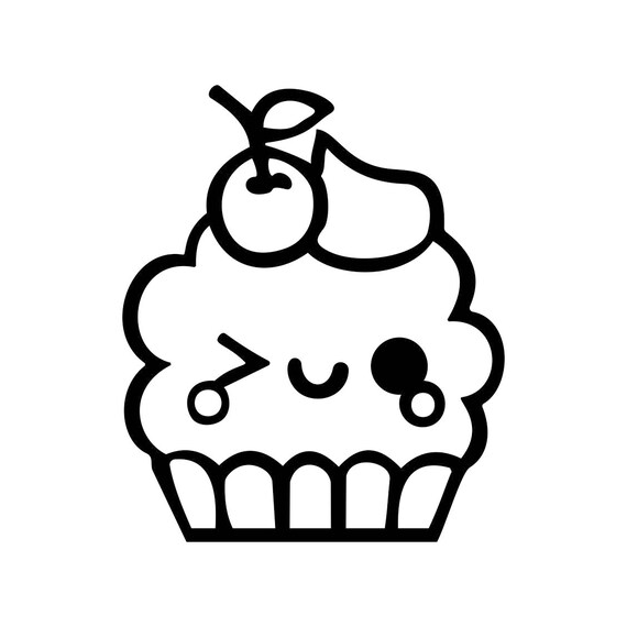 Download Cute Kawaii Cupcake Graphics SVG Dxf EPS Png Cdr Ai Pdf Vector