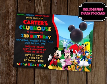 Mickey Mouse Clubhouse Invitation, Mickey Mouse Birthday Invitation, Mickey's Clubhouse, Printable Invitation