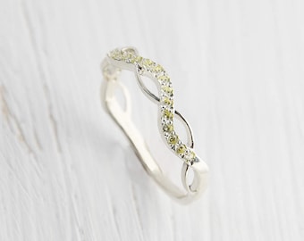Eternity band, Eternity ring, Peridot ring, Wedding band women, Wedding ring women, Forever ring, Infinity ring, Women silver band