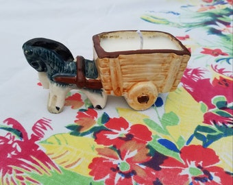 Vintage ceramic horse and cart candle