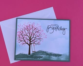 Happy Birthday Card, Feminine Birthday Card, Cheerful, Nature, Tree loving, Birthday Card for Women,Pink Tree Blossoms
