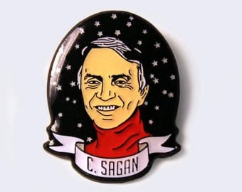 Carl Sagan Glow-in-the-Dark Enamel Pin - Science Heroes Series