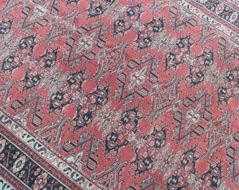Persian Rug, Vintage Handmade Persian Area Rug, Wool Home Decor Area Rug Carpet, Vintage Decorative Wool Red Persian Area Rug, 92"x63"