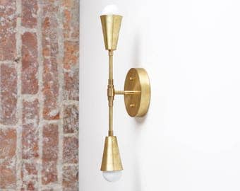 Brass Sconce Light - Wall Sconce - Modern Sconces - Gold Wall Light - Mid-Century Modern Sconce