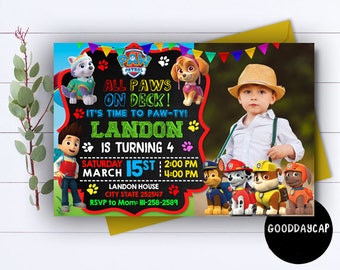 Paw Patrol Invitation, Paw Patrol Birthday, Paw Patrol Birthday Invitation, Paw Patrol Birthday Party, Paw Patrol Party Invitations