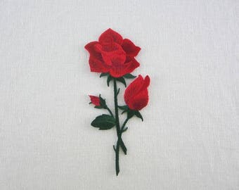 Red Rose Patch, Iron On Flower Patches Love Series
