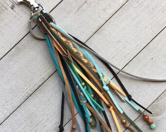 Long Tassel Keychain, Bag Charm, Tassel Purse Charm, Boho Keychain, Tassel Handbag Charm, Bag Tassel, Gift for Her, Tassel Keyring
