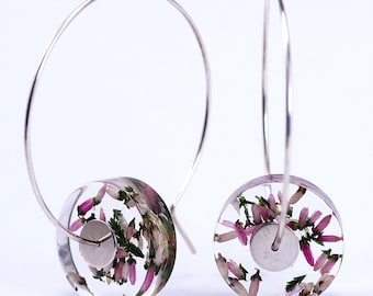 Rose Heather Earrings, Romantic Floral Resin Earrings in Sterling Silver, Summer Earrings, Resin Earrings, Resin Jewelry