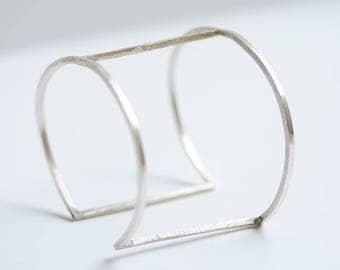 Minimalist Geometric Cuff Bracelet - Cuff Bracelet - Wide Cuff - Geometric Jewelry - Edgy Jewelry - Silver Cuff Bracelet for Women - Modern