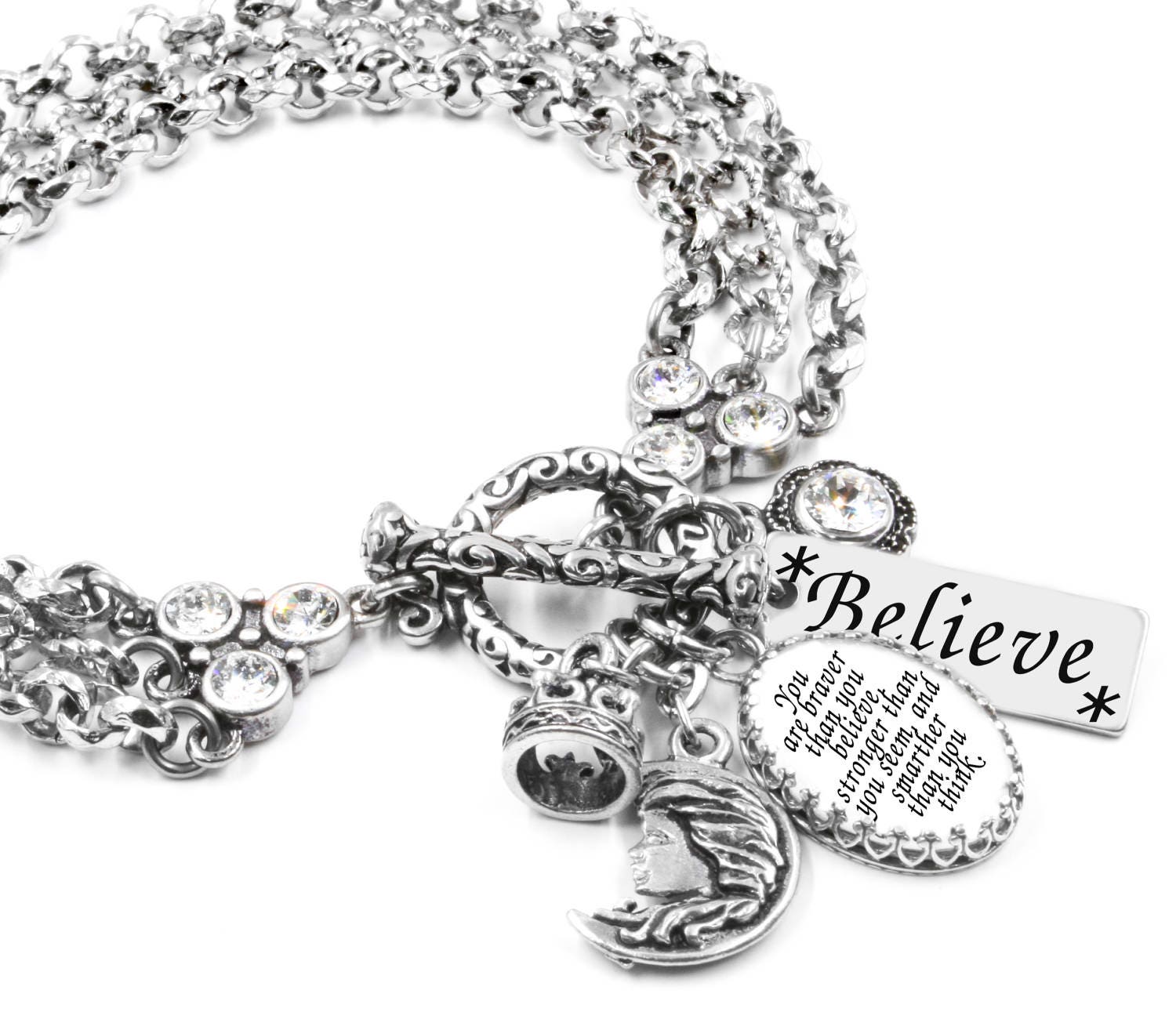 Personalized Quote Bracelet Crystal Jewelry Personalized