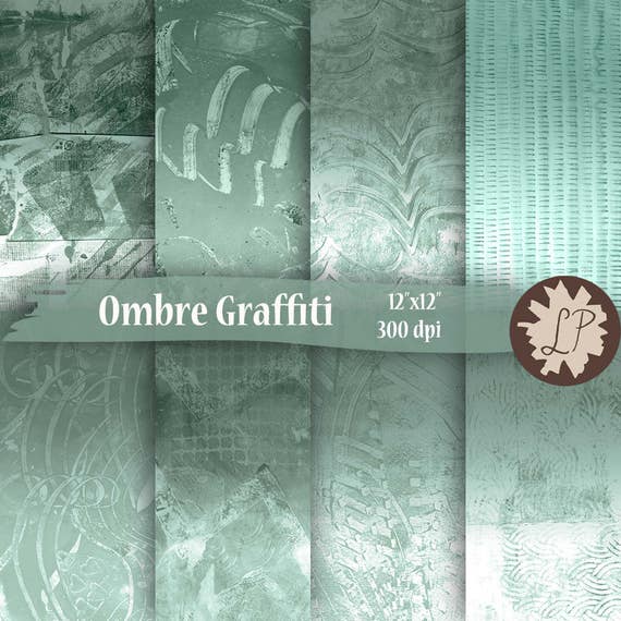 Download DIY Printable Paper, Teal Watercolour Ombre Graffiti ...