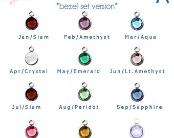 Birthstone Charms | Birthstone, Personalized Crystal Birthstone Necklace, Personalized Jewelry, Mothers Gift, Gift for Mom, Silver, Gold