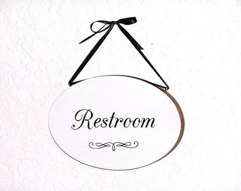 Bathroom Hanging Sign Home Decor Wooden Office Oval Wall