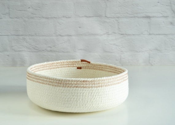 Cotton rope basket, Coil rope bowl, Key bowl, Natural decor Gift for her, Housewarming gift Scandinavian decor, Bathroom storage Rope basket