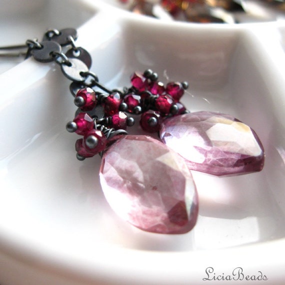 Thru rose colored gemstones Pink garnet gemstone clusters