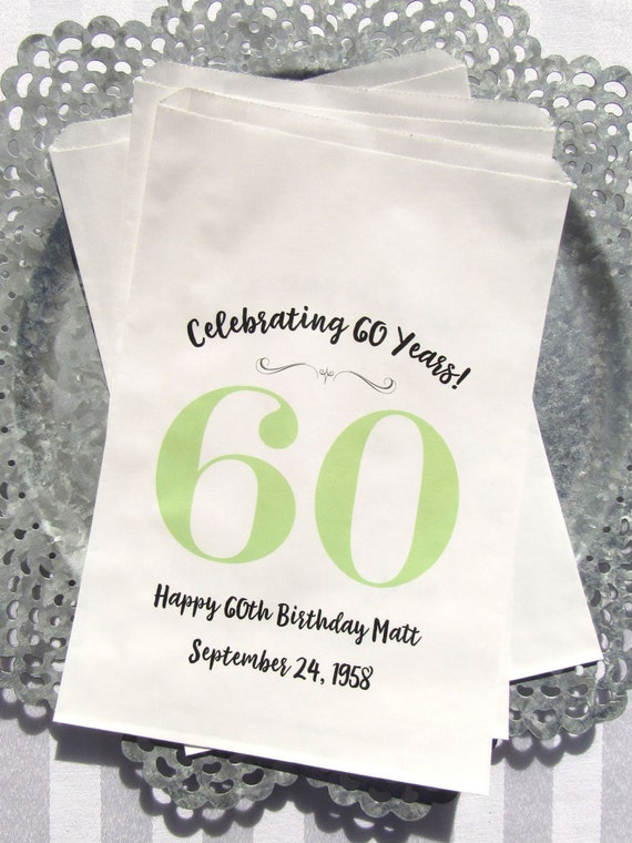 60th Favor Bags Adult Birthday Favor 60th Birthday