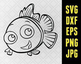 Nemo SVG Iron On Decal Cutting File / Clipart in Svg, Eps, Dxf, Png Jpeg for Cricut & Silhouette Mickey Mouse Baby Dory Crush Finding Nemo