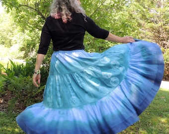 Dupioni Silk Shibori Skirt, Handmade and Dyed by 1000 Colors
