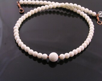 White Coral Necklace, Genuine Coral Necklace, Coral Jewelry, Organic Gemstones, Gem Necklace, Gem Jewelry, Bead Necklace, Classic Jewelry