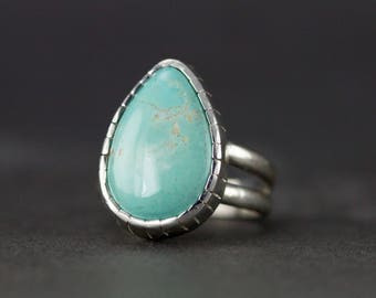 Royston Turquoise Ring - Sterling Turquoise Ring - Size 8