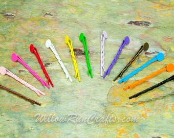 50 Pack 8mm glue pad Colored Bobby Pins