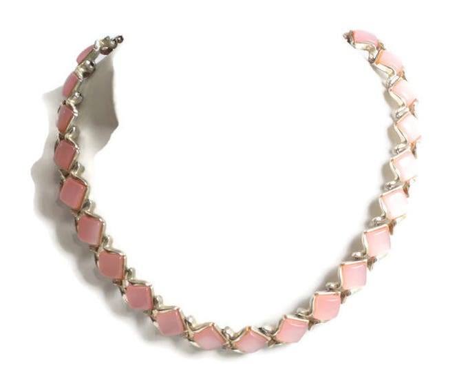 Pink Moonglow Necklace Signed Coro Thermoset Plastic Vintage