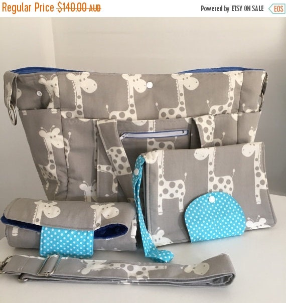 Australia Day Sale XL Grey Giraffe Nappy Bag by MishmashDesigns