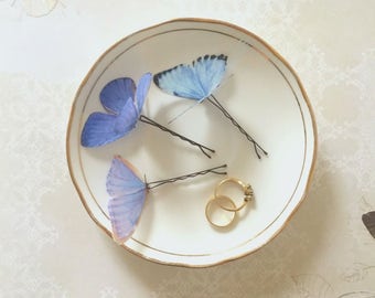 Cinderella inspired silk butterfly hair pins - trio of pale blues