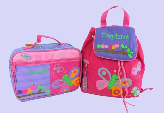 Child's Personalized Stephen Joseph Toddler BUTTERFLY Backpack and Lunch Box School Set-Monogramming Included
