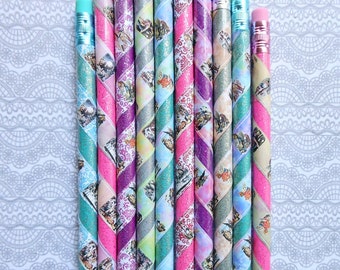10 Alice in Wonderland Glittery PENCILS for PARTY FAVORS Alice in Wonderland novelties party goods goodie bag stuffers goody bag items prize