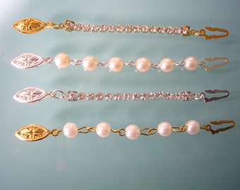 Necklace Extender FISH HOOK CLASP Rhinestone Extender Pearl Extender Necklace Lengthener Gold Extender Silver Extender Necklace Extension