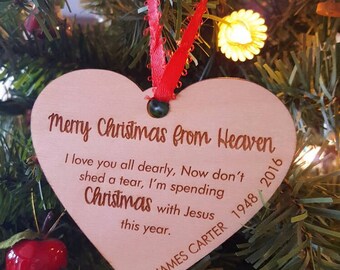 personalized memorial christmas ornament engraved christmas