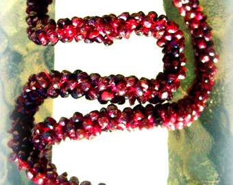 LONG GARNET NECKLACE Beautiful garnet necklace, garnet necklace, long beaded necklace, stone necklace, garnet