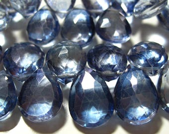 10 Beads Set - Beautiful AAA Iolite Blue Mystic QUARTZ Faceted Pear Briolettes