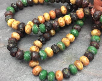 Old World Forest 5x3mm Czech Glass Rondelles