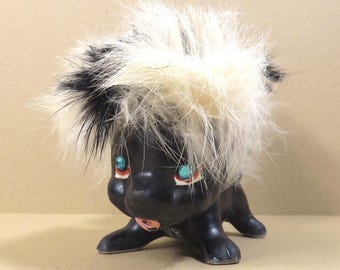 Kreiss Kitschy Skunk Vintage 1950s 1960s Mid Century Wild and Furry Ceramic Skunk Figurine