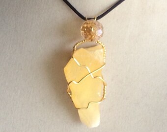 Wire Wrapped Pineapple Calcite Pendant