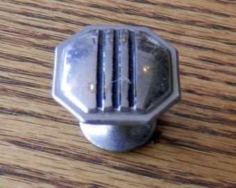 one (1) antique art deco 8 sided knob chrome and black