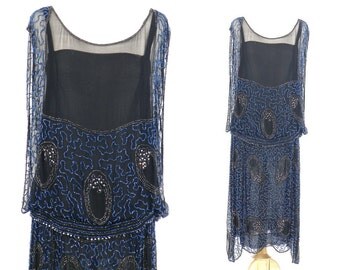 1920s Flapper Dress, 20s Dress, Art Deco Dress, Beaded Dress, Great Gatsby Dress, Silk Jazz Age Dress