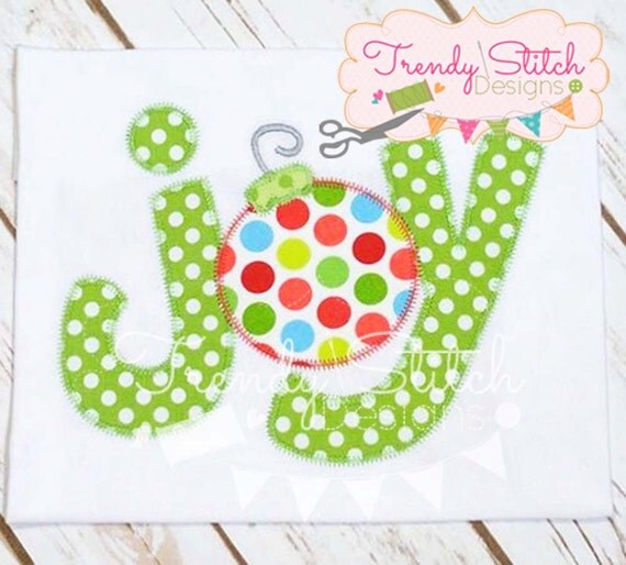 Joy Ornament Applique Design Machine Embroidery Design INSTANT