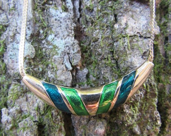 Green and Gold, Space, Vintage Gold and Green Necklace