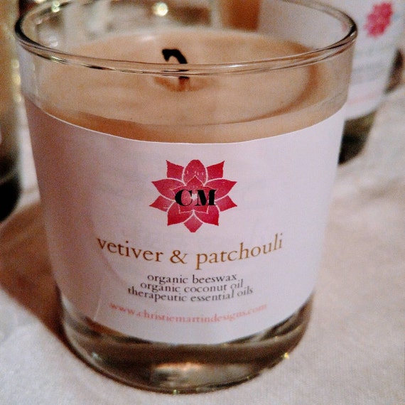 Vetiver & Patchouli Essential Oil Organic Beeswax Candle