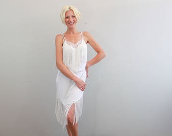 Vintage White Tassel Sheer slip Flapper Slip