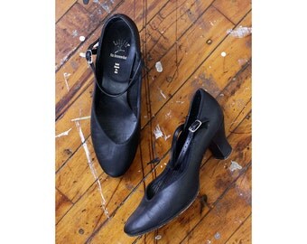 Dancing Mary Jane Heels 8 • Capezio Shoes • Vintage Heels • Black Leather Heels • Mary Jane Shoes • Dance Shoes • Jazz Shoes | SH257