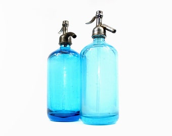 Vintage Seltzer Bottle: Blue
