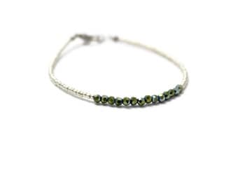Minimal Bracelet; Thin Silver Bracelet; Elegant Bracelet; Thin Bracelet; Seed Bead Bracelet; Minimalist Bracelet; Laying Jewelry; Delicate