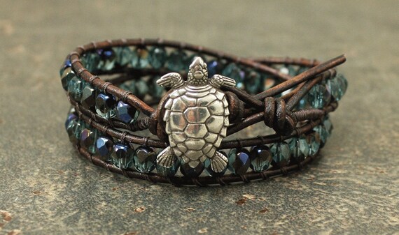 Bold Turtle Bracelet Silver Blue Turquoise Turtle Jewelry