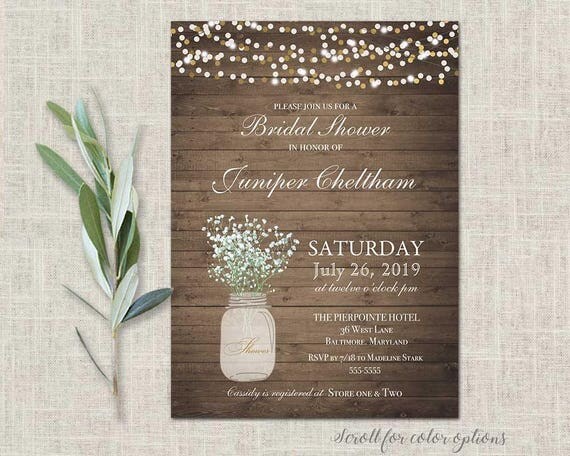 Mason Jar Bridal Shower Invitations Rustic Wedding Mason Jar Bridal Shower Invitations Rustic Wedding