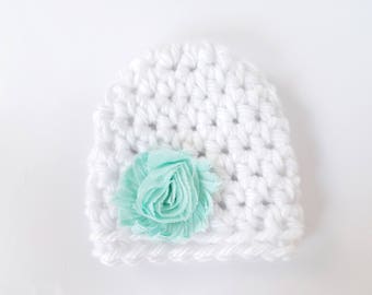 Newborn Girl Hat / Baby Girl Hat / Crochet Newborn Hat / Infant Girl Hat / Baby Shower Gift Girl / Baby Girl Beanie / Crochet Baby Hat